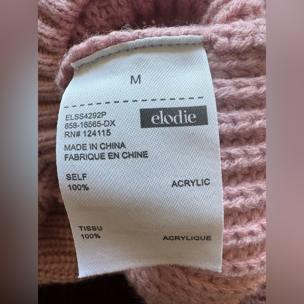 Elodie Cropped Ribbed Knit Sweater Pink Mauve Size M - Picture 5 of 8